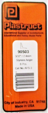 Plastruct 90503 AFS-3 Angles Styrene Structural Shapes 3/32 x 15" Long pkg (8)