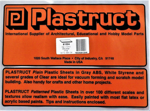 Plastruct 91004 SSA-104 Gray ABS Sheet 7 x 12" .040" pkg (3)