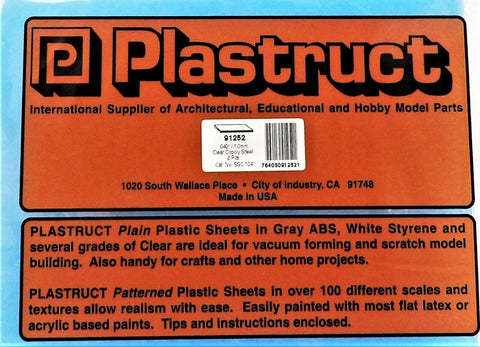 Plastruct 91252 SSC-104 Clear Copolyester Sheet 7 x 12" .040" pkg (2)