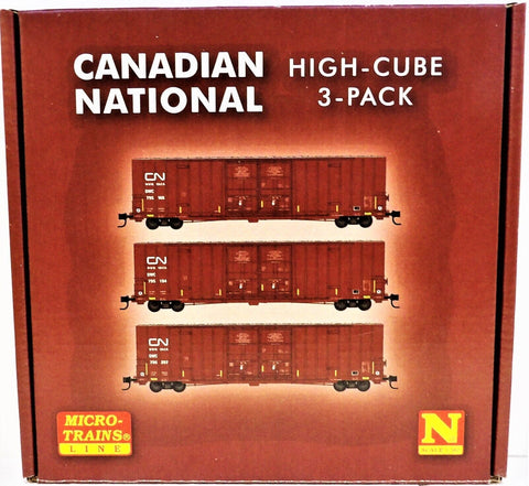 N Scale Micro Trains 93301870 Canadian National CN 60' Rid-Side High-Cube 3-Pack