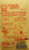 HO Scale Kadee #205 Metal Muti-Purpose Coupler Height Gauge