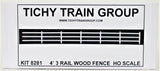 HO Scale Tichy Train Group 8281 3-Rail Wood Fence 4' Scale Tall 20 Pieces