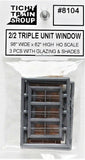 HO Scale Tichy Train Group 8104 Double Hung Triple Unit 98 x 62" Windows pkg (3)