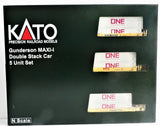 N Kato 106-6196 TTX 759324Maxi-I 5-Unit Well Car Set w/Gray One Containers