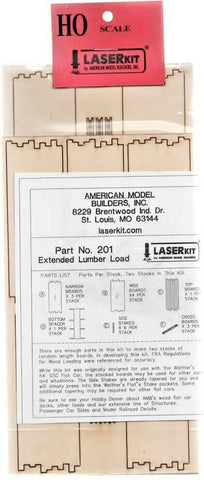 HO Scale American Model Builders 201 Extended Lumber Load for GSC 53'6" Flatcar