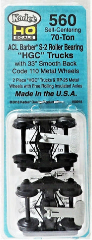 HO Scale Kadee #560 ASF Barber S-2 70-Ton ACL Roller Bearing Self Centering Trucks w/33" Smooth Back Wheels