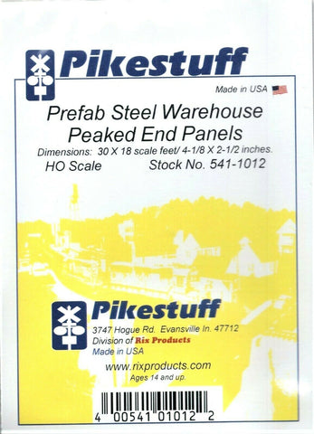 HO Scale Pikestuff 541-1012 Gray Prefab Steel Warehouse End Wall Panels pkg (2)