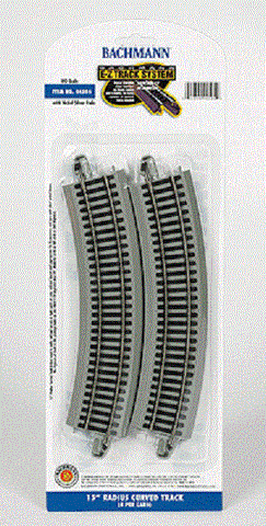 HO Scale Bachmann 44505 15" Curve Nickel Silver E-Z Track (4) pcs