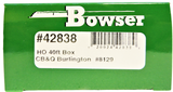 HO Scale Bowser 42838 Burlington Route FW&D 8129 40' Single-Door Steel Boxcar