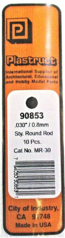 Plastruct 90853 MR-30 Styrene Round Rod .030 O.D. x 10" Long (10) pcs