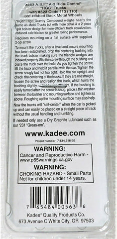 HO Scale Kadee #563 ASF Ride Control 50-Ton Self Centering Trucks w/33" Wheels