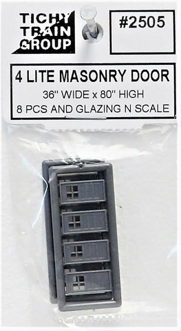 N Scale Tichy Train Group 2505 4-Lite, 3-Panel Masonry Door pkg (8)