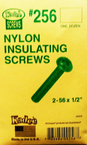 HO Scale Kadee #256 Insulated Nylon Screws 2-56 x 1/2in (12) pcs