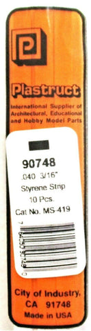 Plastruct 90748 MS-419 Styrene Rectanger Strip .040 x .187 x 10" (10) pcs