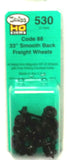 HO Scale Kadee #530 33" Diameter Smooth Back Metal Code 88 Semi-Scale Wheels