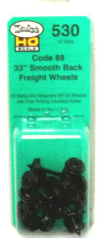 HO Scale Kadee #530 33" Diameter Smooth Back Metal Code 88 Semi-Scale Wheels