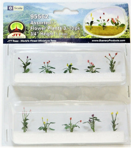 O Scale JTT Miniature Tree 95562 Assorted Flower Plants Set #3 pkg (10)