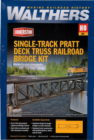 HO Scale Walthers Cornerstone 933-4520 109' Single-Track Pratt Deck Truss Bridge