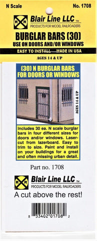 N Scale Blair Line 1708 Building Burglar Bars Kit pkg (30)