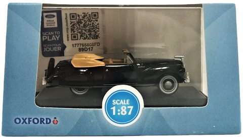HO Scale Oxford Diecast 87LC41006 Black & Tan 1941 Lincoln Continental Convertible