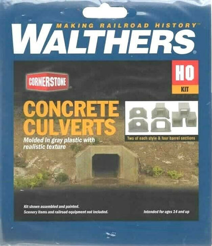 HO Scale Walthers Cornerstone 933-4558 Concrete Culverts Kit