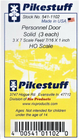 HO Scale Pikestuff 541-1102 Personnel Door Solid Entryway Type w/No Windows (3) pcs