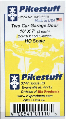 HO Scale Pikestuff 541-1110 White Two-Car Garage Door (2) pc