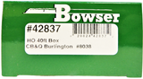 HO Scale Bowser 42837 Burlington Route FW&D 8038 40' Single-Door Steel Boxcar