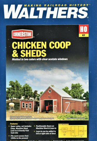 HO Scale Walthers Cornerstone 933-3346 Chicken Coop and Sheds Kit