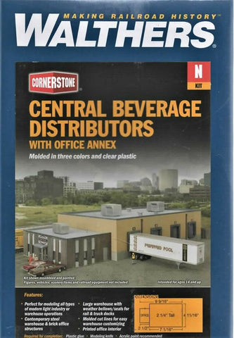 N Scale Walthers Cornerstone 933-3861 Central Beverage Distributors Building Kit