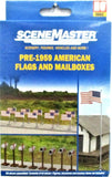 HO Scale Walthers SceneMaster 949-4171 48-Star American Flags and USPS Mailboxes