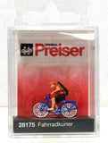 HO Scale Preiser Kg 28175 Bicycle Courier Riding Bike Figure