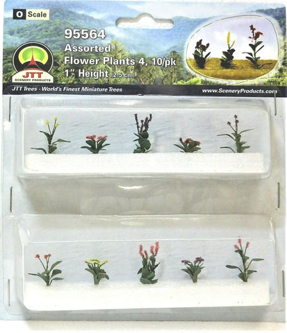 O Scale JTT Miniature Tree 95564 Assorted Flower Plants Set #4 pkg (10)