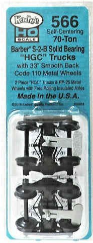 HO Scale Kadee #556 Vulcan Double Truss Self Centering Trucks w/33" Ribbed Back Wheels
