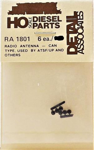 HO Scale Detail Associates RA-1801 Can Type Radio Antenna pkg (6)