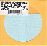HO Scale Tichy Train 10460 White Eastern US Road Names RR Roman Decal Set