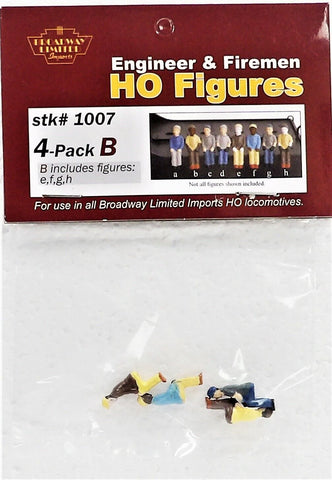HO Scale Broadway Limited Imports 1007 Engineer & Fireman Figure Set pkg (4)