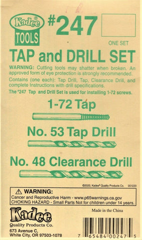 Kadee #247 1-72 Tap & Drill Set