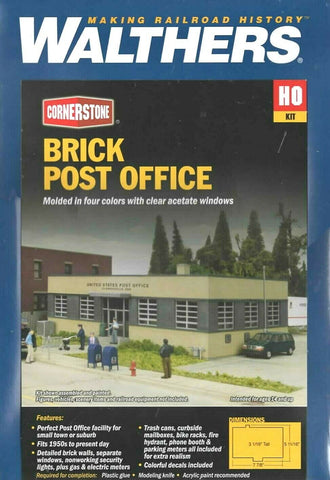 HO Scale Walthers Cornerstone 933-4200 USPS Brick Post Office Building Kit