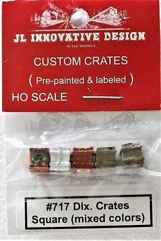 HO Scale JL Innovative Design 717 Mixed Colors Custom Deluxe Square Crates 5 pcs