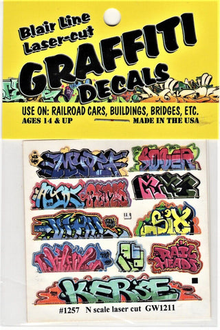 N Scale Blair Line 1257 Graffiti Decals Mega Set #8 (10) pcs