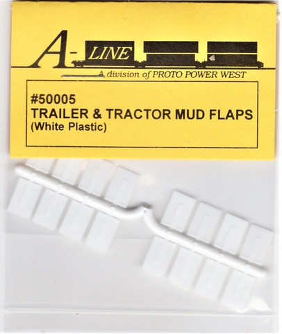 HO Scale A Line Product 50005 White Plastic Mud Flaps for Trucks/Trailers pkg 16