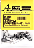 HO Scale A Line Product D-1073 Formed-Metal Handrail Stanchions Short 9/16"