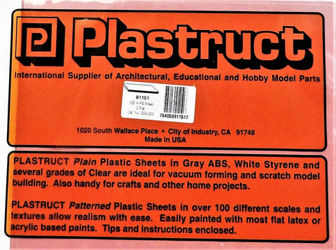 Plastruct 91151 SSS-203 Red Styrene Sheet 7 x 12" .020" pkg (2)
