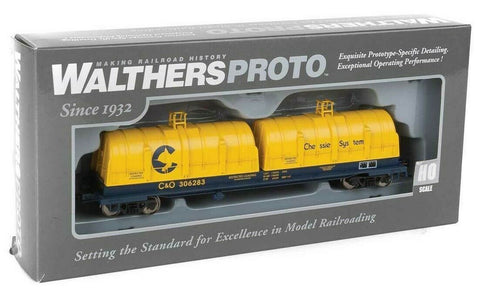 HO Scale Walthers Proto 920-105240 Chessie System C&O 306283 50' Evans Cushion Coil Car w/Glass-Fiber Hoods
