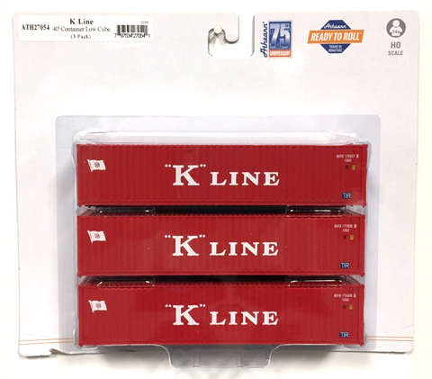 HO Scale Athearn 27054 K-Line 40' Corrugated Low-Cube Container Set #2 (3) pcs