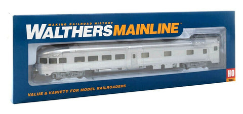 HO Scale Walthers Mainline 910-30350 85' Budd Observation Painted Silver Unlettered