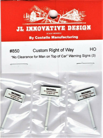HO Scale JL Innovative Design 850 No Clearance Man on Top of Car Sign pkg (3)
