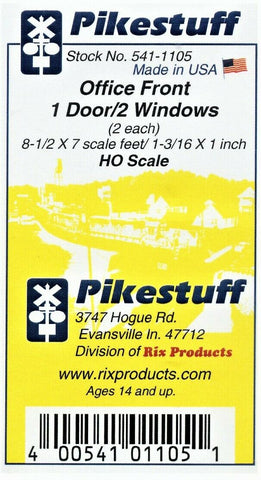 HO Scale Pikestuff 541-1105 Office Front 1 Door/2 Windows (2) pcs