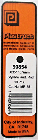 Plastruct 90854 MR-35 Styrene Round Rod .035" (10) pcs